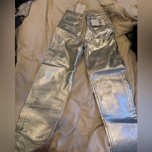 Zara Metallic Silver Jeans